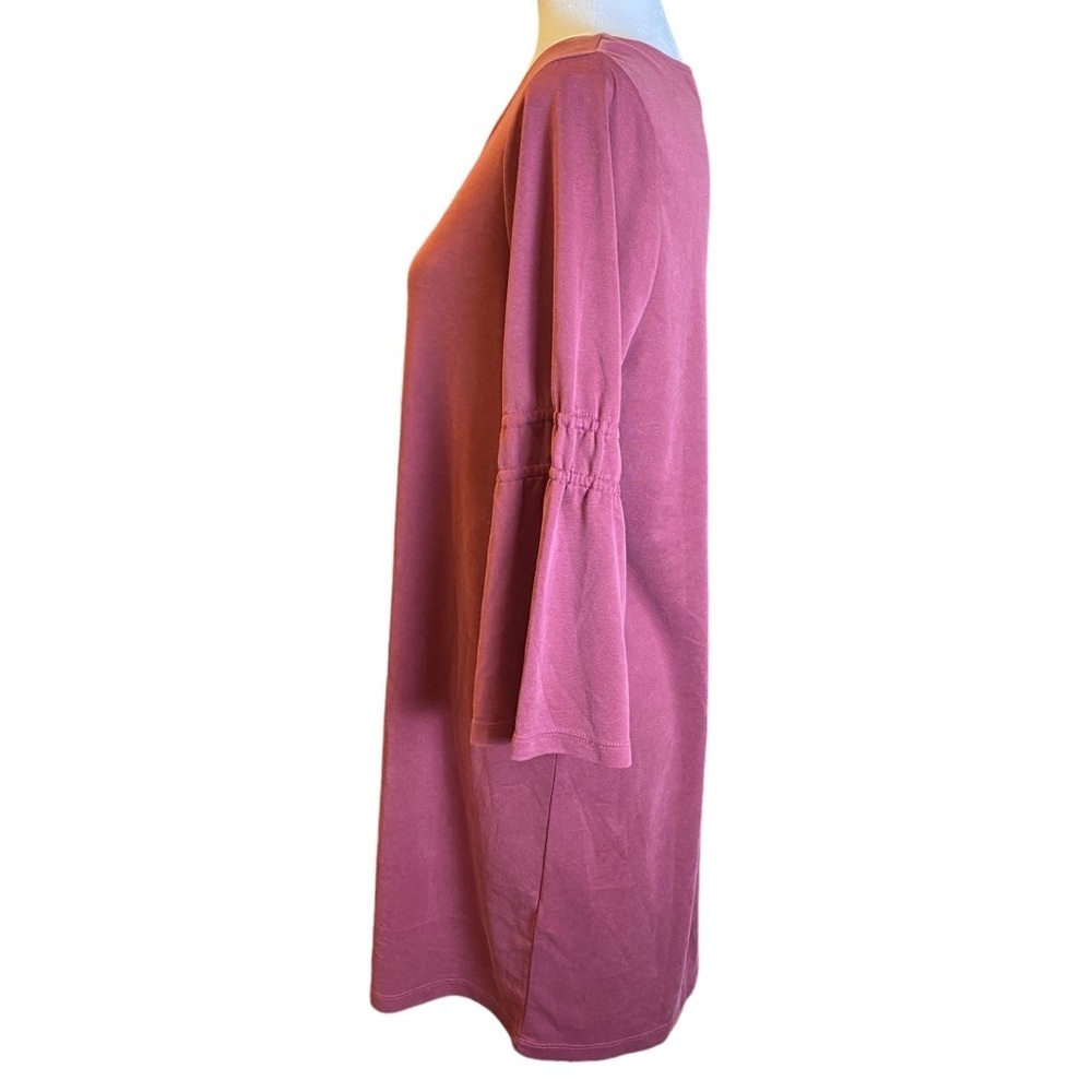 Marina Luna Shift Dress Women Large Jersey Knit‎ 3/4 Sleeves Plum Casual - Picture 5 of 13